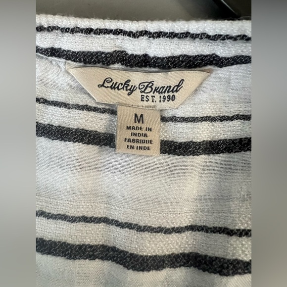 Lucky Brand button front soft linen shirt with roll tab sleeves - Picture 7 of 11